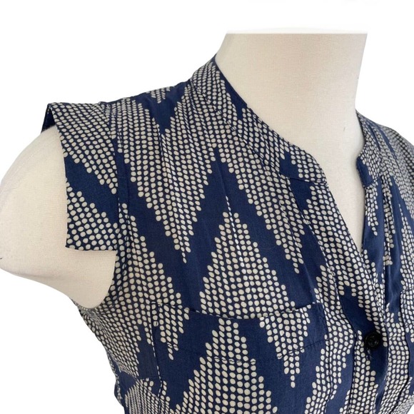 11.1.TYLHO Polka Dot West Street Shirt Button Down Cap Sleeve Dress Size Large - Picture 4 of 10